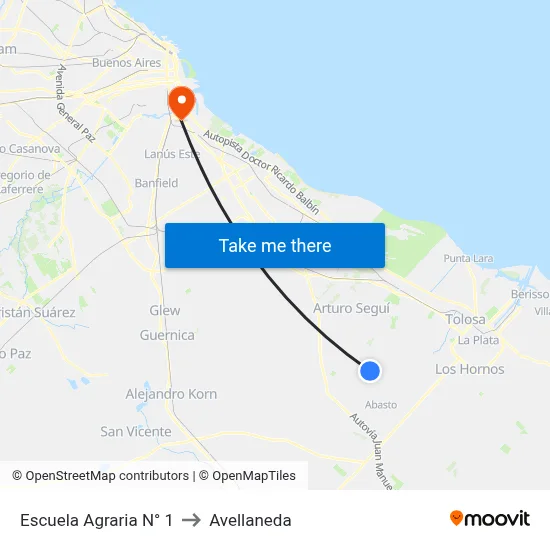 Escuela Agraria N° 1 to Avellaneda map