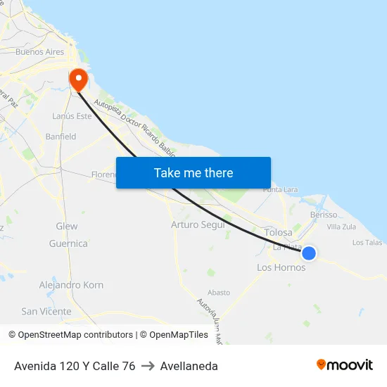 Avenida 120 Y Calle 76 to Avellaneda map
