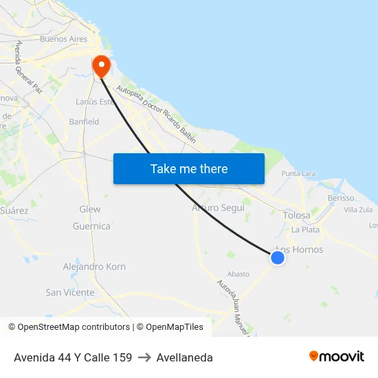 Avenida 44 Y Calle 159 to Avellaneda map