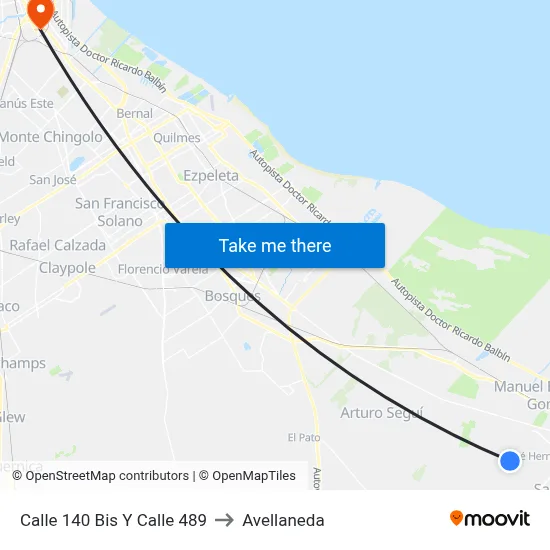 Calle 140 Bis Y Calle 489 to Avellaneda map