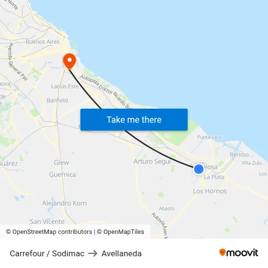 Carrefour / Sodimac to Avellaneda map