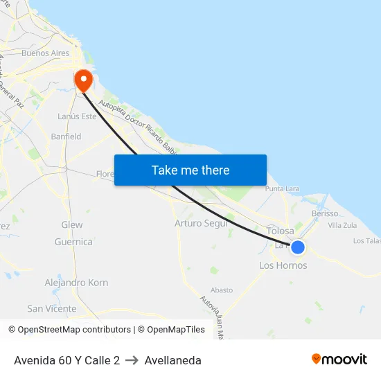 Avenida 60 Y Calle 2 to Avellaneda map