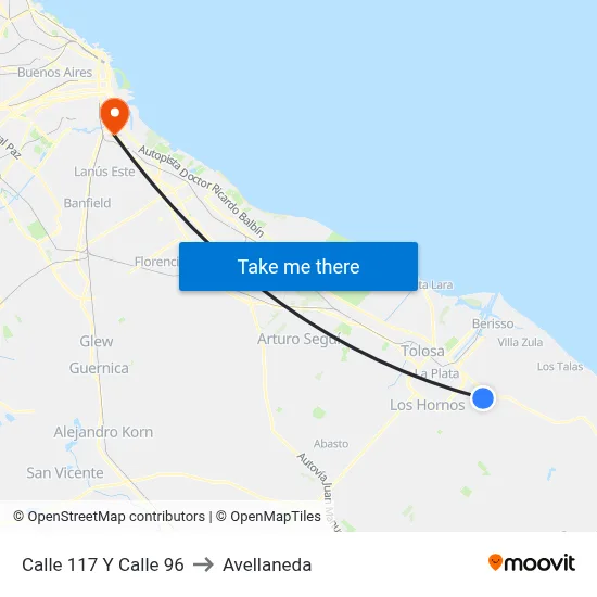 Calle 117 Y Calle 96 to Avellaneda map
