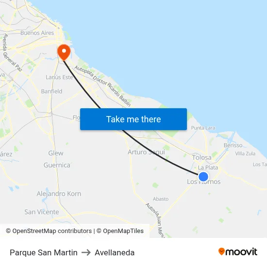 Parque San Martin to Avellaneda map