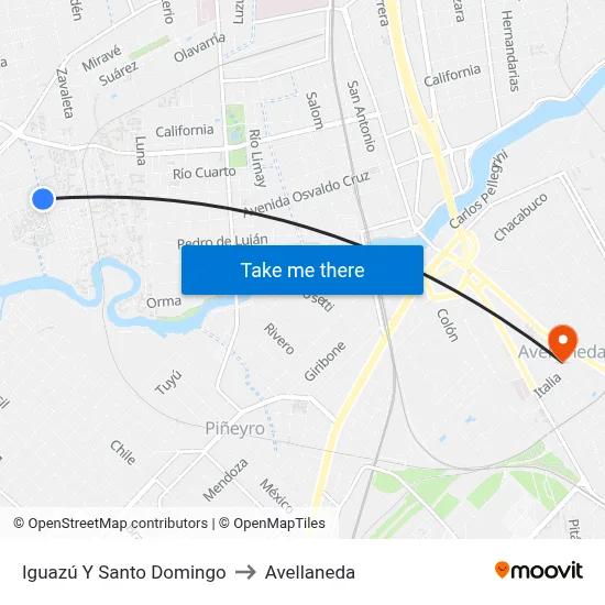 Iguazú Y Santo Domingo to Avellaneda map