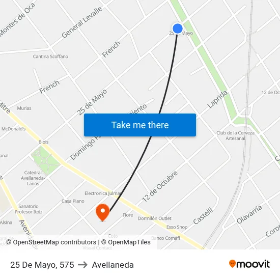 25 De Mayo, 575 to Avellaneda map