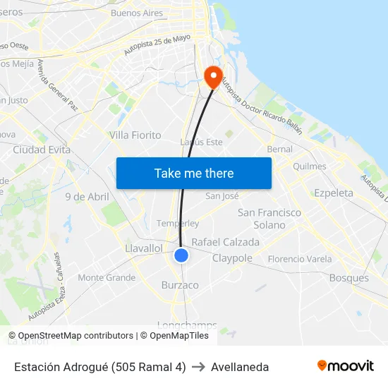 Estación Adrogué (505 Ramal 4) to Avellaneda map