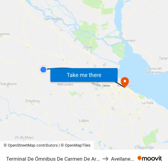 Terminal De Ómnibus De Carmen De Areco to Avellaneda map