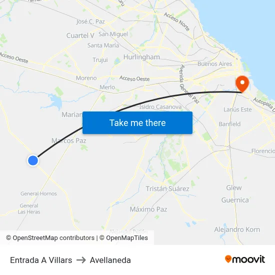 Entrada A Villars to Avellaneda map