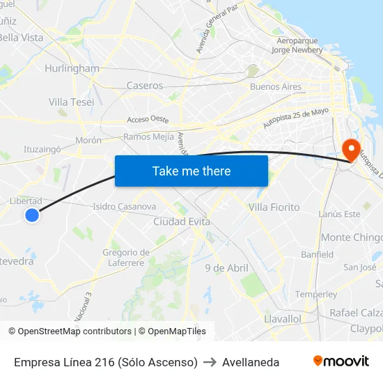 Empresa Línea 216 (Sólo Ascenso) to Avellaneda map