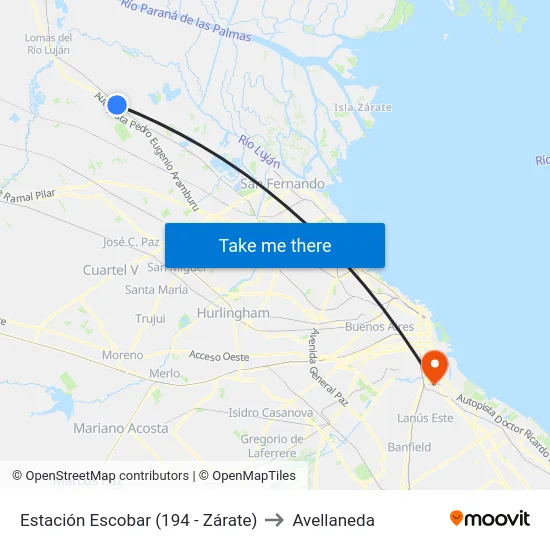 Estación Escobar (194 - Zárate) to Avellaneda map