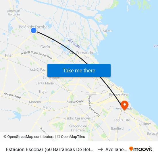 Estación Escobar (60 Barrancas De Belgrano) to Avellaneda map