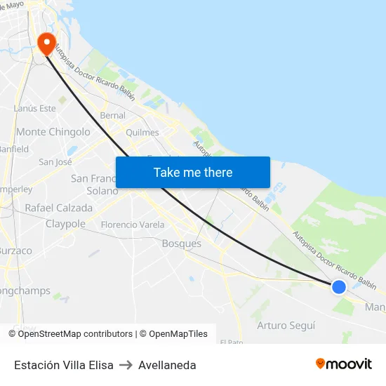 Estación Villa Elisa to Avellaneda map