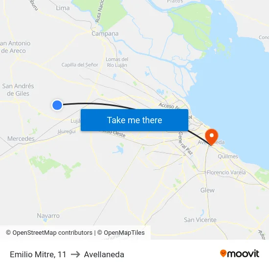 Emilio Mitre, 11 to Avellaneda map