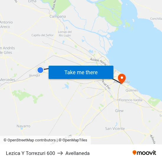 Lezica Y Torrezuri 600 to Avellaneda map