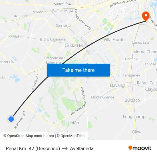 Penal Km. 42 (Descenso) to Avellaneda map