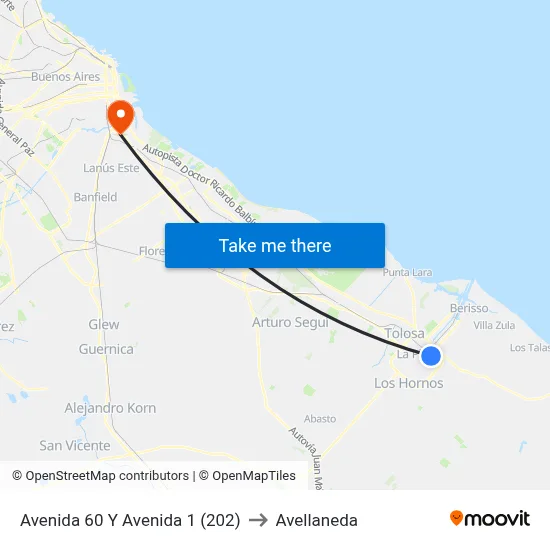 Avenida 60 Y Avenida 1 (202) to Avellaneda map