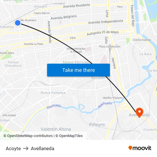 Acoyte to Avellaneda map