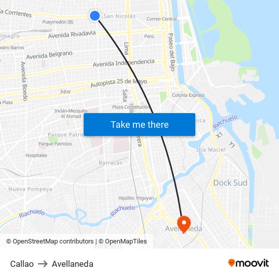 Callao to Avellaneda map