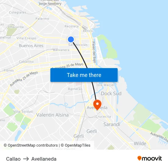 Callao to Avellaneda map