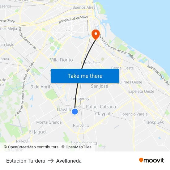 Estación Turdera to Avellaneda map