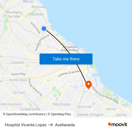 Hospital Vicente Lopez to Avellaneda map