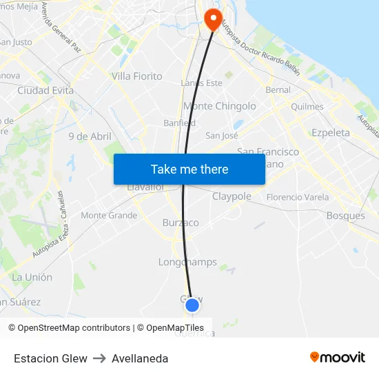 Estacion Glew to Avellaneda map