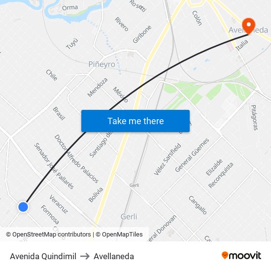 Avenida Quindimil to Avellaneda map