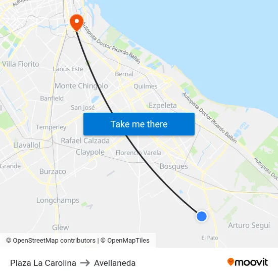 Plaza La Carolina to Avellaneda map