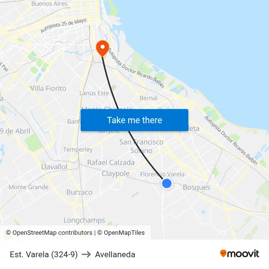 Est. Varela (324-9) to Avellaneda map