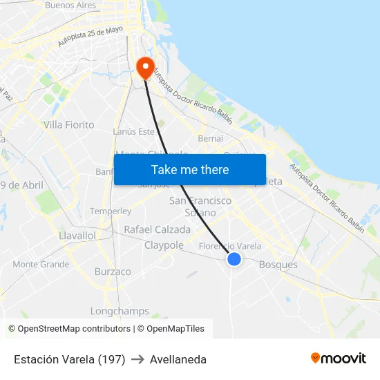 Estación Varela (197) to Avellaneda map