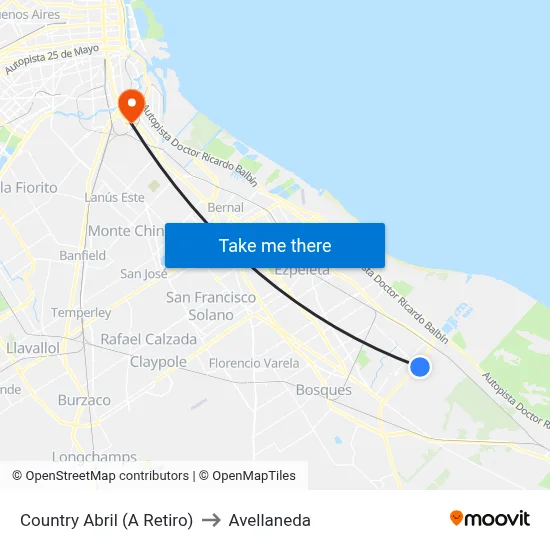 Country Abril (A Retiro) to Avellaneda map