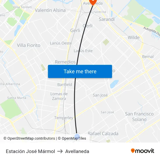 Estación José Mármol to Avellaneda map