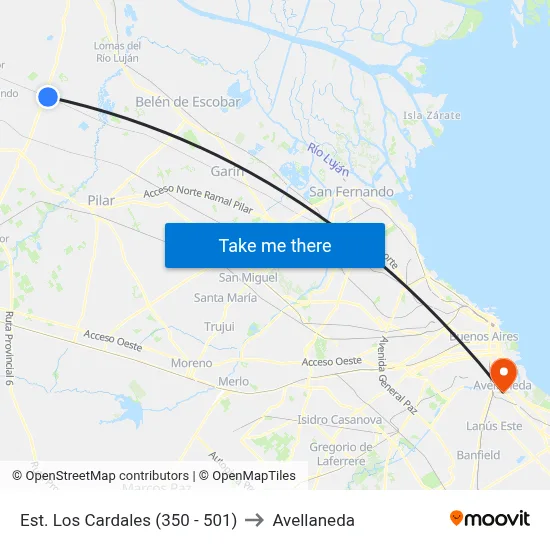 Est. Los Cardales (350 - 501) to Avellaneda map