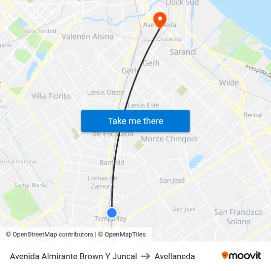 Avenida Almirante Brown Y Juncal to Avellaneda map