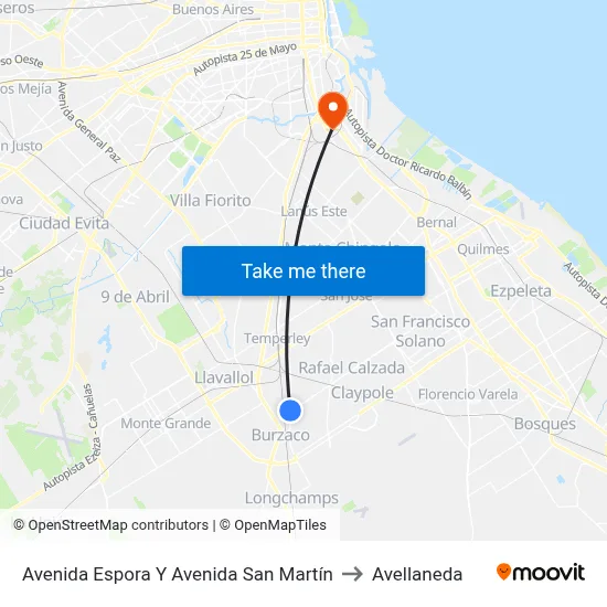 Avenida Espora Y Avenida San Martín to Avellaneda map