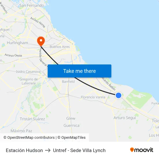 Estación Hudson to Untref - Sede Villa Lynch map