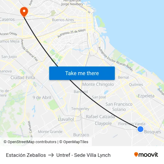 Estación Zeballos to Untref - Sede Villa Lynch map