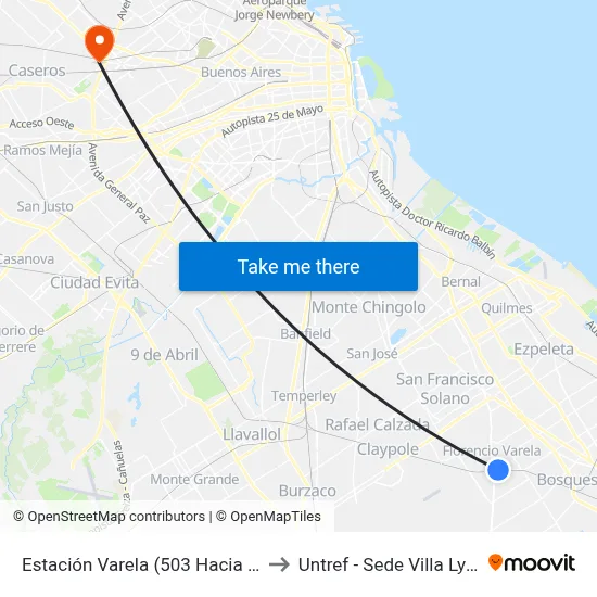 Estación Varela (503 Hacia Sur) to Untref - Sede Villa Lynch map