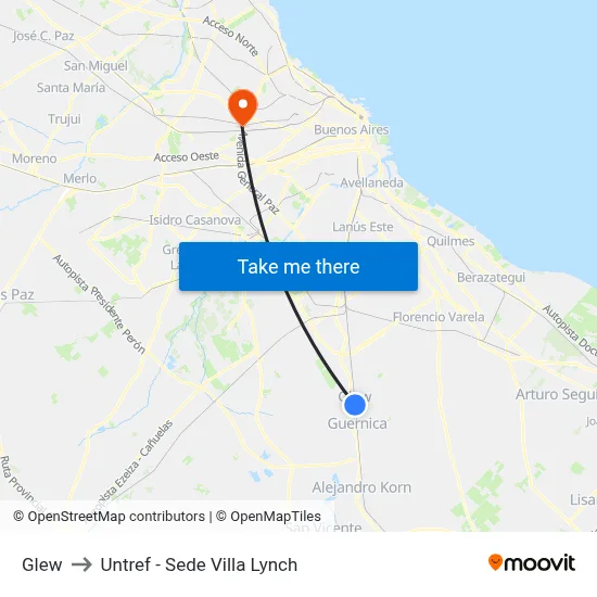 Glew to Untref - Sede Villa Lynch map