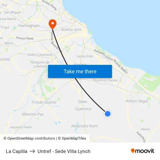 La Capilla to Untref - Sede Villa Lynch map