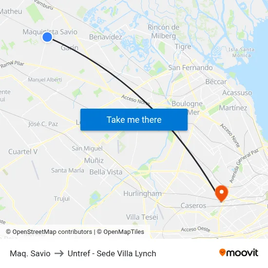 Maq. Savio to Untref - Sede Villa Lynch map
