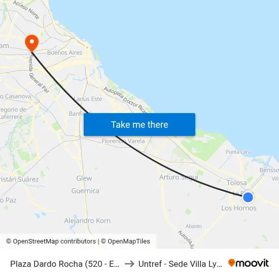 Plaza Dardo Rocha (520 - Este) to Untref - Sede Villa Lynch map
