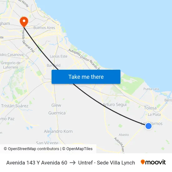 Avenida 143 Y Avenida 60 to Untref - Sede Villa Lynch map