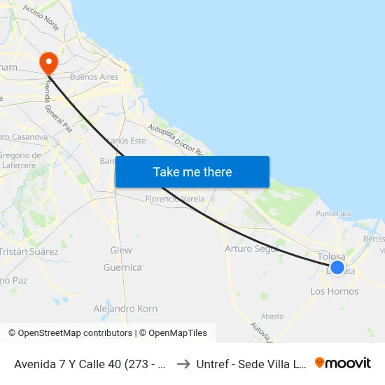 Avenida 7 Y Calle 40 (273 - Norte) to Untref - Sede Villa Lynch map