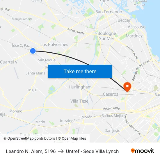 Leandro N. Alem, 5196 to Untref - Sede Villa Lynch map