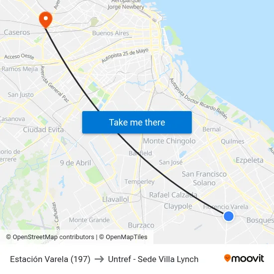 Estación Varela (197) to Untref - Sede Villa Lynch map
