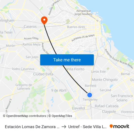 Estación Lomas De Zamora (318) to Untref - Sede Villa Lynch map