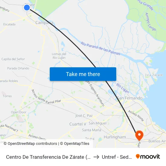 Centro De Transferencia De Zárate (194 - 204 - 228 - 429 - Combi) to Untref - Sede Villa Lynch map