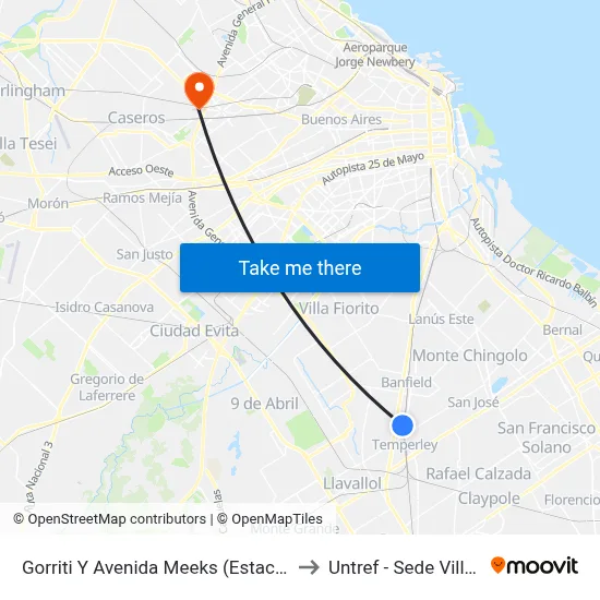 Gorriti Y Avenida Meeks (Estación Lomas) to Untref - Sede Villa Lynch map
